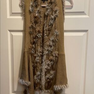 Alberto Makali Tan Fur-Trimmed Cardigan